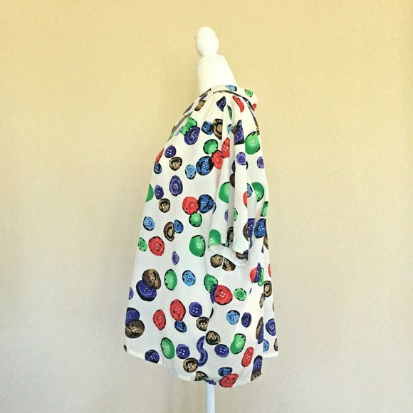 VTG TRUFFLES Women's Pleated Shoulder Colorful Blouse Chiffon Sz: M/L USA Made - Picture 3 of 10